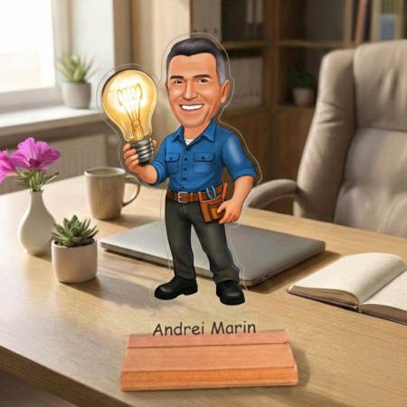 Cadouri personalizate - Caricatură pentru  Electrician - Statuetă Personalizată tip Trofeu