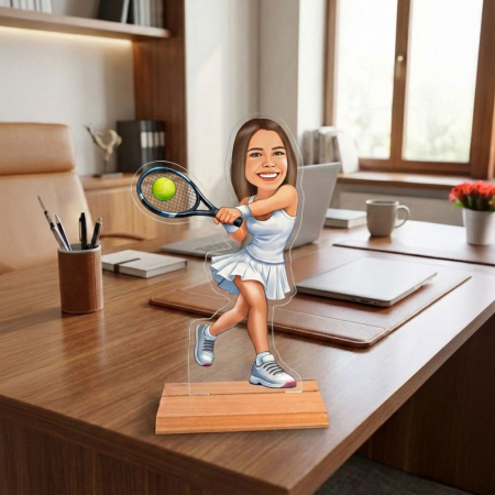 Cadouri personalizate - Caricatură pentru  tenismena - Statuetă Personalizată tip Trofeu