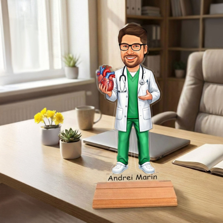 Figurine personalizate - Caricatură pentru Doctor Cardiolog - Statuetă Personalizată tip Trofeu