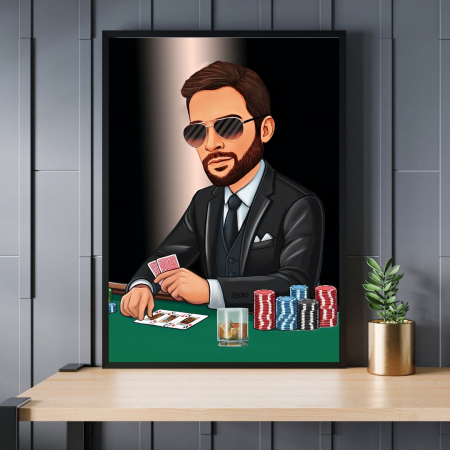 Caricaturi personalizate - Caricatura Poker- barbat