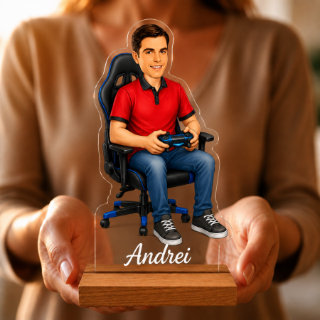 Cadouri personalizate - Caricatură Gamer - Statuetă Personalizată tip Trofeu