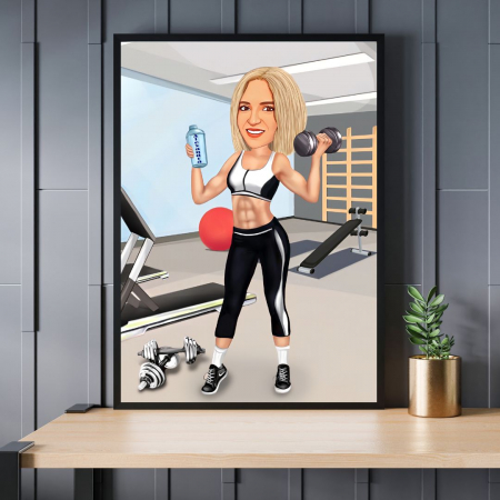 Caricaturi personalizate - Caricatura Sportiv - Fata