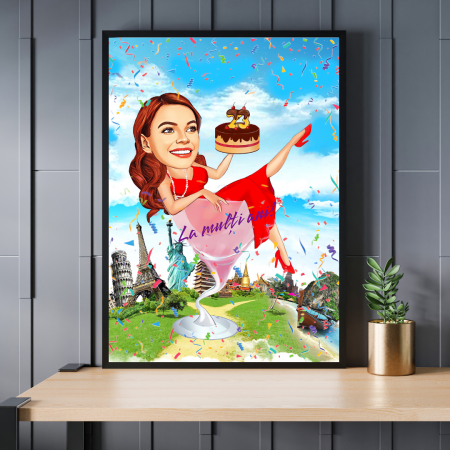 Caricaturi personalizate - Caricatura Travel Girl