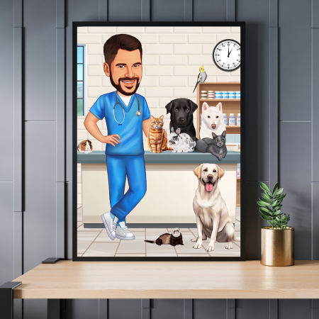 Caricaturi personalizate - Caricatura Veterinar