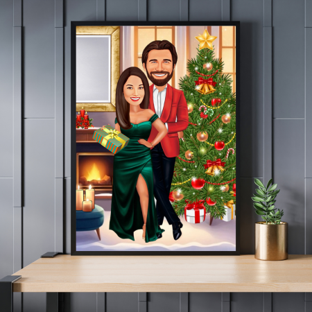 Caricaturi personalizate - Caricatura  Craciun - 2 personaje