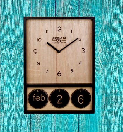 Ceas de perete din lemn cu calendar Urban [2]