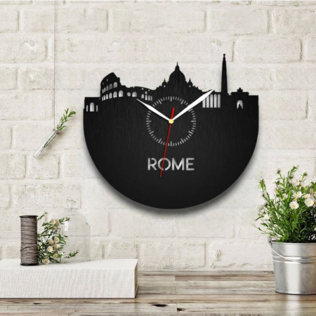 Ceas din lemn gravat Rome [0]