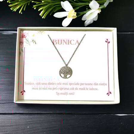 Colier Și Pandantiv Cu Mesaj Personalizabil "Pentru bunica" [2]