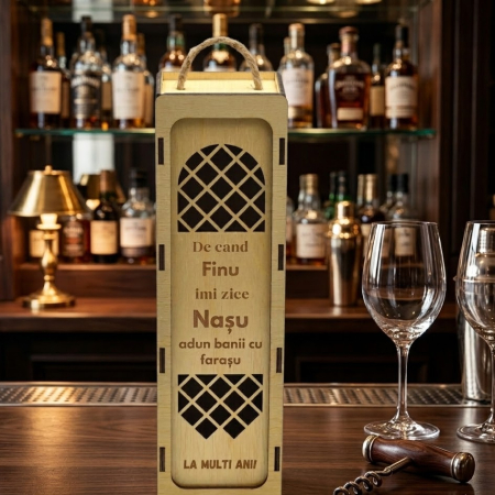 Cadouri Secret Santa - Cutie De Vin Personalizata - Pentru Nasu