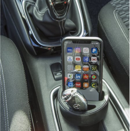 Cadouri pentru iubit - Organizator auto, pentru smartphone, fixare in suportul de pahare