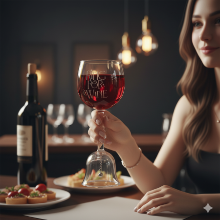 Cani originale - Pahar de vin cu clopotel - Pentru lenesi