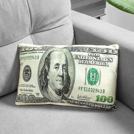 Decoratiuni - Pernă Decorativă "100 Dolari" – Visează ca un Milionar!