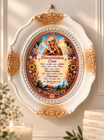 Plachetă din Ipsos cu Rugăciune, 27 x 35 cm – Decor Religios și Binecuvântare pentru Casă [1]