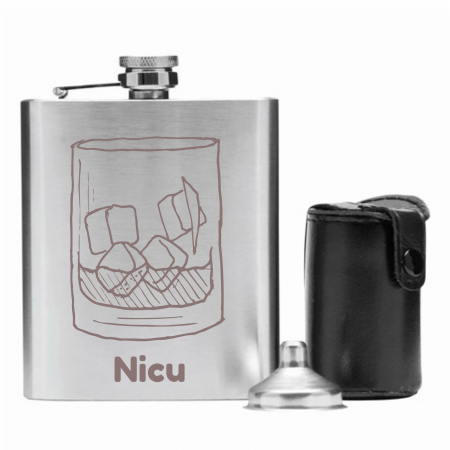 Cadouri pana in 100 RON - Set GENTLEMAN  cu sticluta personalizata cu nume