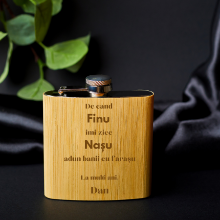 Cadouri pana in 100 RON - Plosca BAMBOO STYLE personalizata pentru Nasu