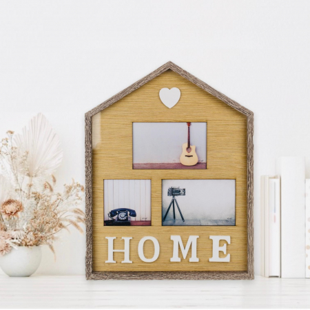 Cadouri pana in 100 RON - Rama foto de perete Home personalizata cu 3 poze