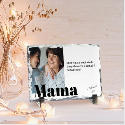 Cadouri pana in 100 RON - Rama Foto Personalizata Ardezie cu o poze si text - MAMA