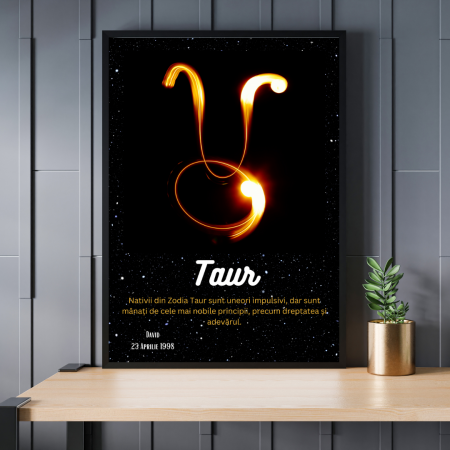Cadouri pana in 100 RON - Rama foto personalizata Taur