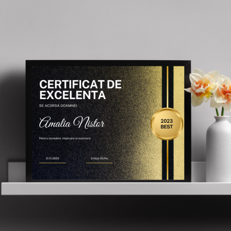 Cadouri pana in 100 RON - Rama foto personalizata Certificat de excelenta