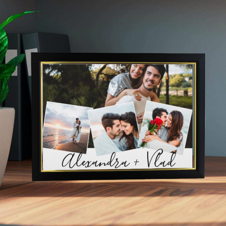 Cadouri pana in 100 RON - Rama foto personalizata "Love you" 4 poze - A4 -