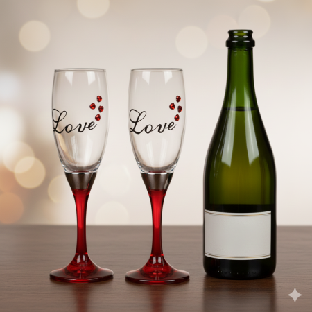 Accesorii si decoratiuni casnice - Set 2 Pahare Șampanie Elegante – Love