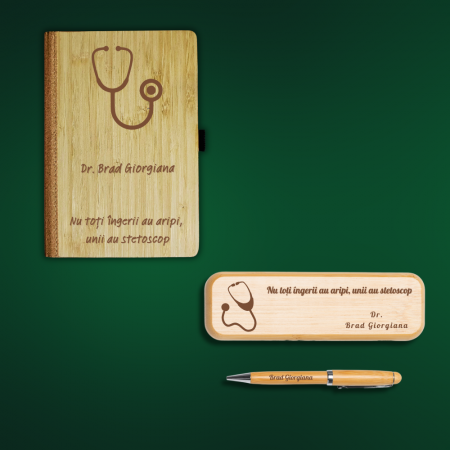 Agende personalizate - Set Caiet elegance + pix in cutie  personalizate pentru Doctor