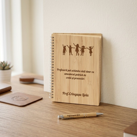 Cadouri personalizate pentru profesori - Set Caiet si pix personalizat pentru profesori