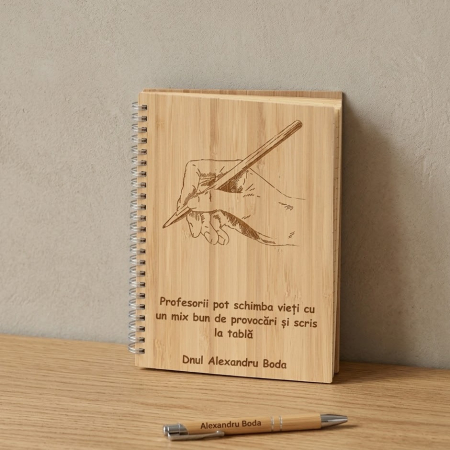 Cadouri personalizate pentru profesori - Set Caiet si pix personalizat - profesor