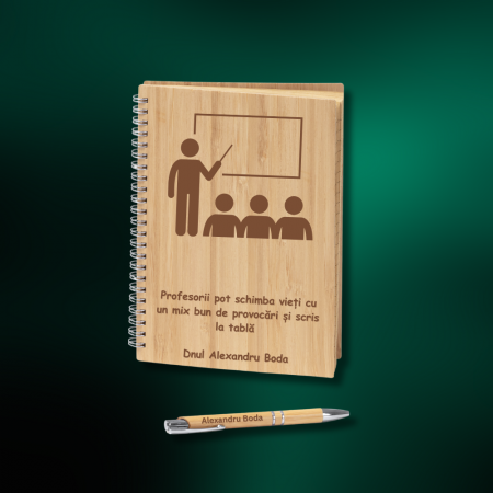 Agende personalizate - Set Caiet si pix personalizat - Profesor la tabla