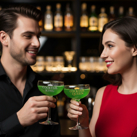 Cani originale - Set de Pahare Elegante pentru Cocktail King & Queen