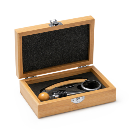 Set de vin personalizat cu accesorii din oțel inoxidabil și bambus – Eleganță și rafinament pentru iubitorii de vin [2]