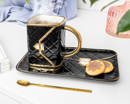Set Lady Glam - Cana in forma de poseta, farfurie si lingura. [1]