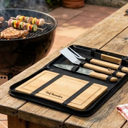 Cadouri personalizate - Set pentru Grătar Personalizat "Grill Chef" – Cadoul ideal pentru pasionații de barbecue