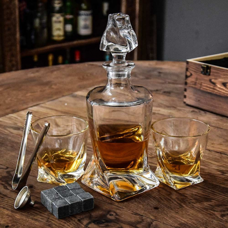 Set Decantor de Lux "Twist" cu Pahare și Pietre de Whisky, în Cutie de Lemn [0]
