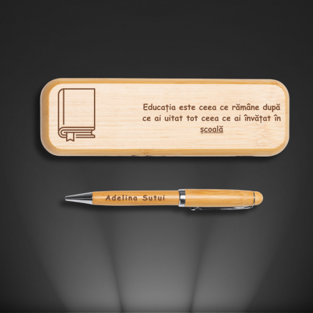 Cadouri pana in 100 RON - Set pix  in cutie din lemn personalizata - elevi