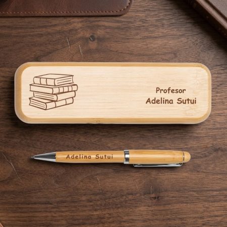 Back to school - Set pix  in cutie din lemn personalizata - profesor
