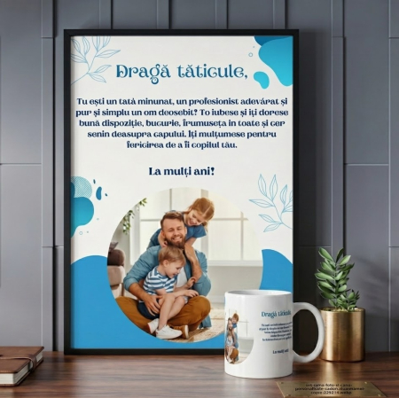 Cadouri pana in 100 RON - Set Rama foto si cana personalizate - Cadou pentru TATA