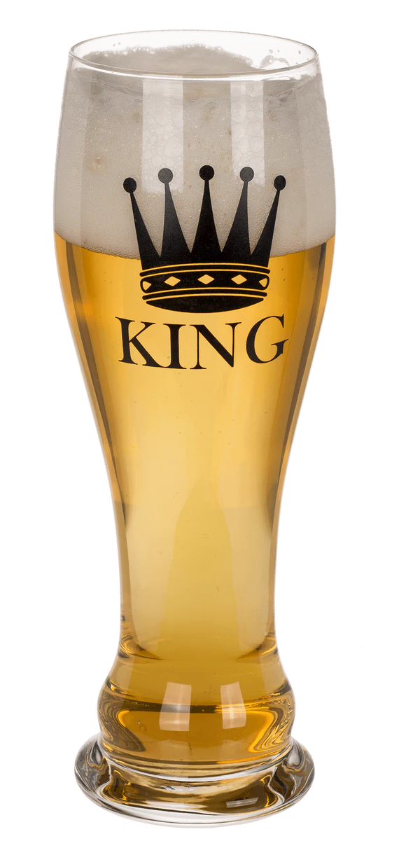 Set Regal de 2 Pahare pentru Cuplu - "King & Queen" (Halbă Bere & Pahar Vin) [2]