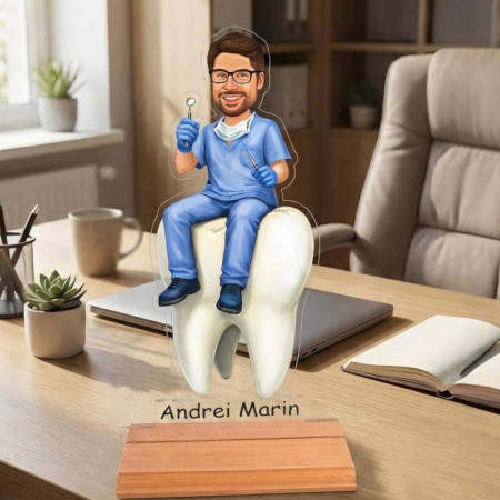 Figurine personalizate - Statuetă Personalizată tip Trofeu cu Caricatură Stomatolog