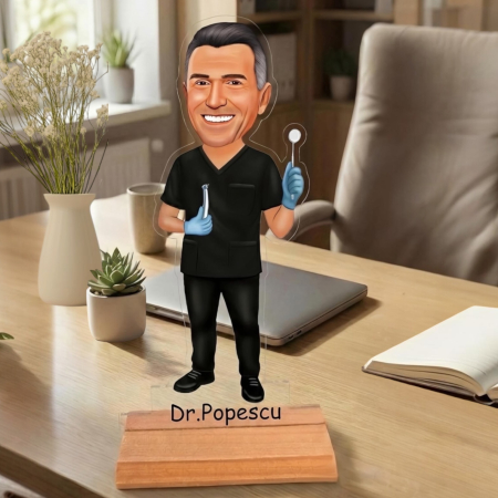 Figurine personalizate - Statuetă Personalizată tip Trofeu cu Caricatură Dentist