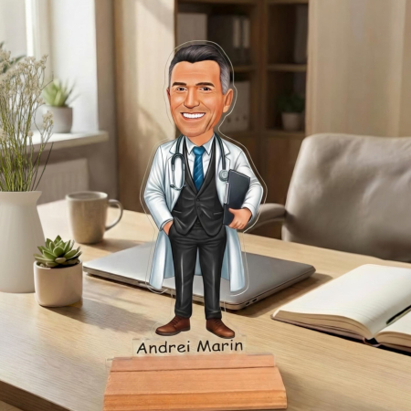 Figurine personalizate - Caricatură pentru doctor - Statuetă Personalizată tip Trofeu