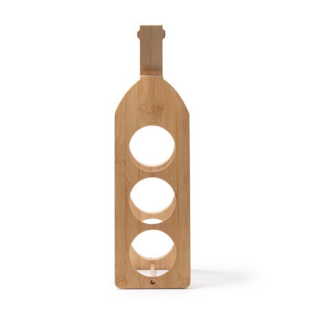 Suport  3 sticle de vin din bambus personalizat [3]