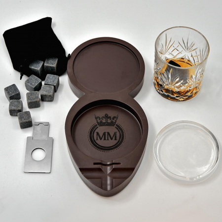 Set Cadou Gentleman cu Tavă pentru Whisky și Trabuc [1]