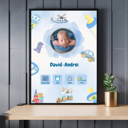 Cadouri pana in 100 RON - Set Rama foto si cana personalizate - cadou Boy Baby Born