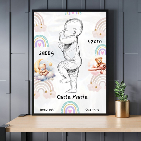 Cadouri pana in 100 RON - Tablou pentru nou nascut - fata