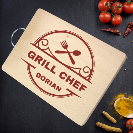 Platouri din Lemn - Tocator din lemn personalizat GRILL Chef