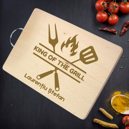 Platouri din Lemn - Tocator din lemn personalizat KING OF THE GRILL