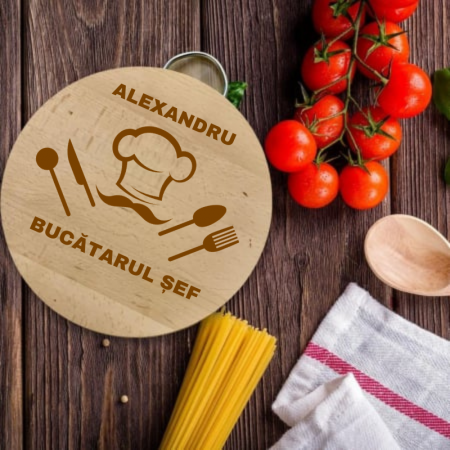 Platouri din Lemn - Tocator personalizat Bucatar Sef