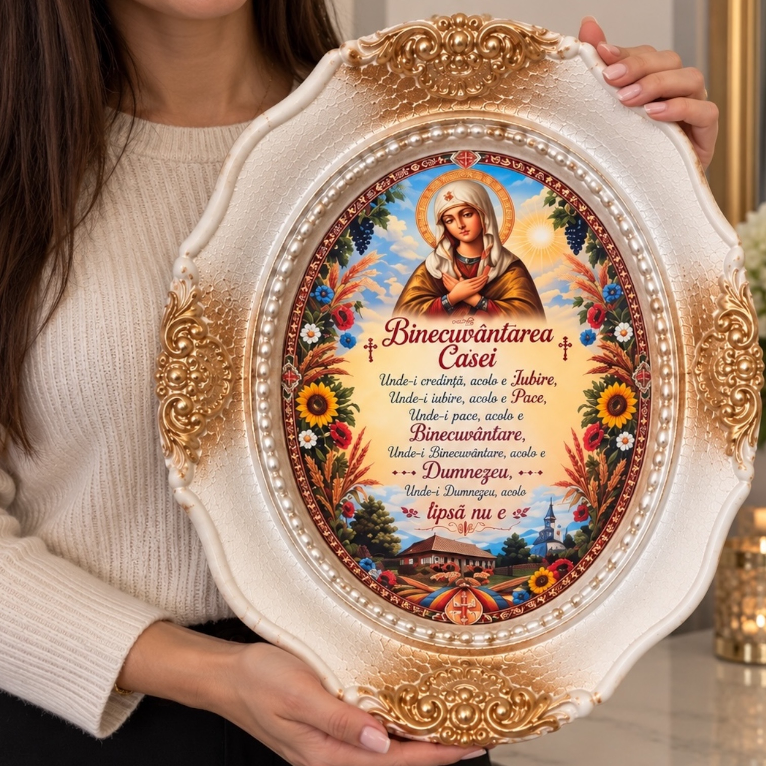 Plachetă din Ipsos cu Rugăciune, 27 x 35 cm - Decor Religios și Binecuvântare pentru Casă Binecuvantarea Casei