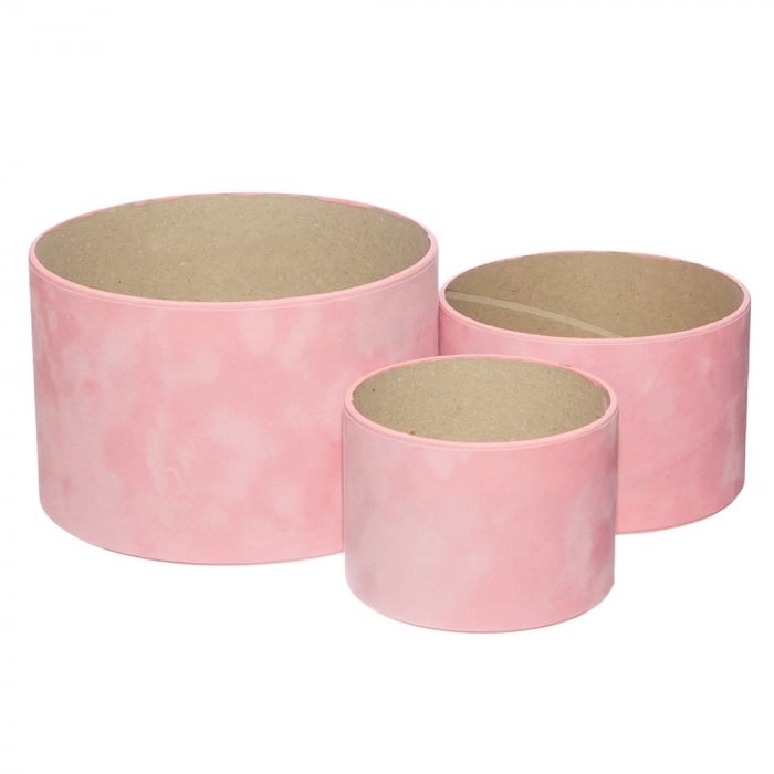 Set 3 cutii rotunde catifea roz [1]